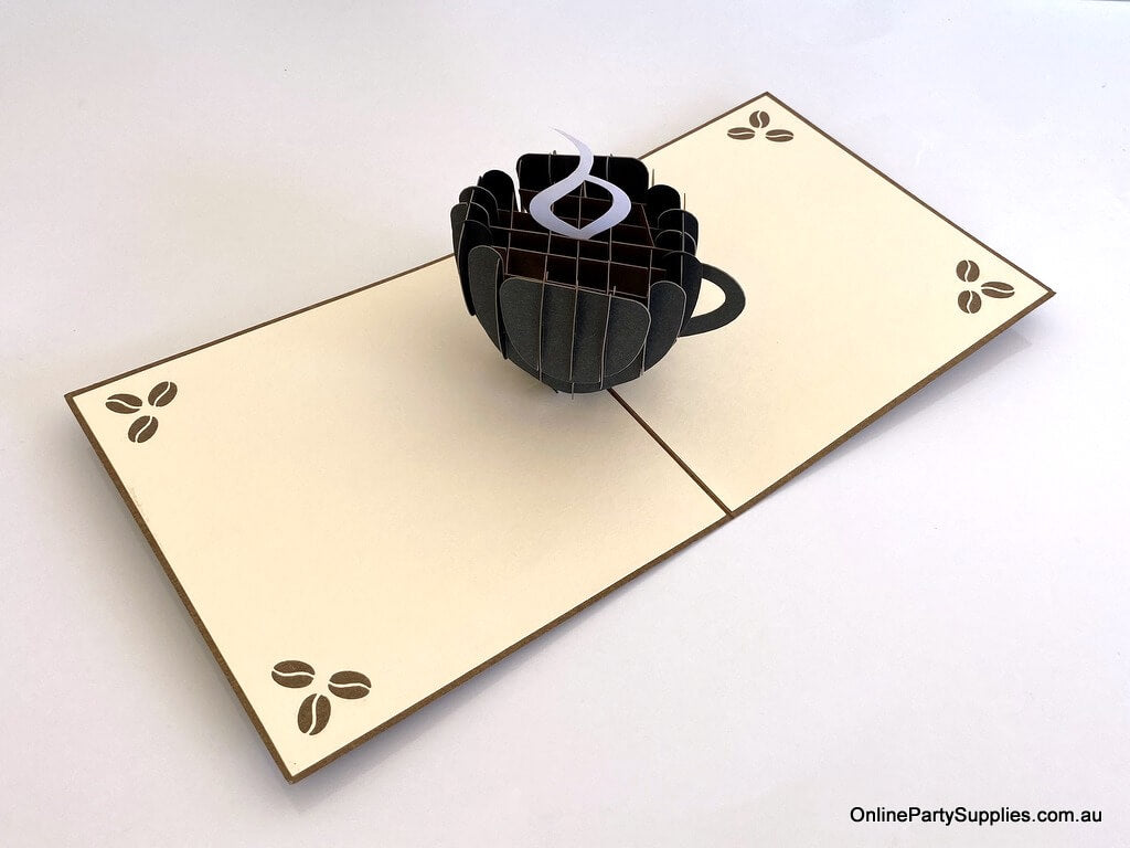 Handmade Steamy Espresso Coffee Cup 3D Pop Up Greeting Card