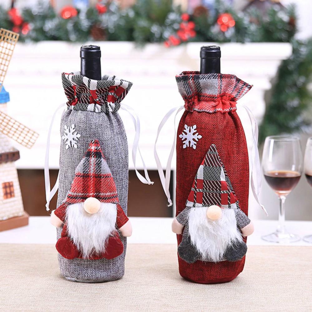 European Style Scandinavian Santa Woodland Santa Claus Christmas Wine Bottle Cover - Online Party Supplies