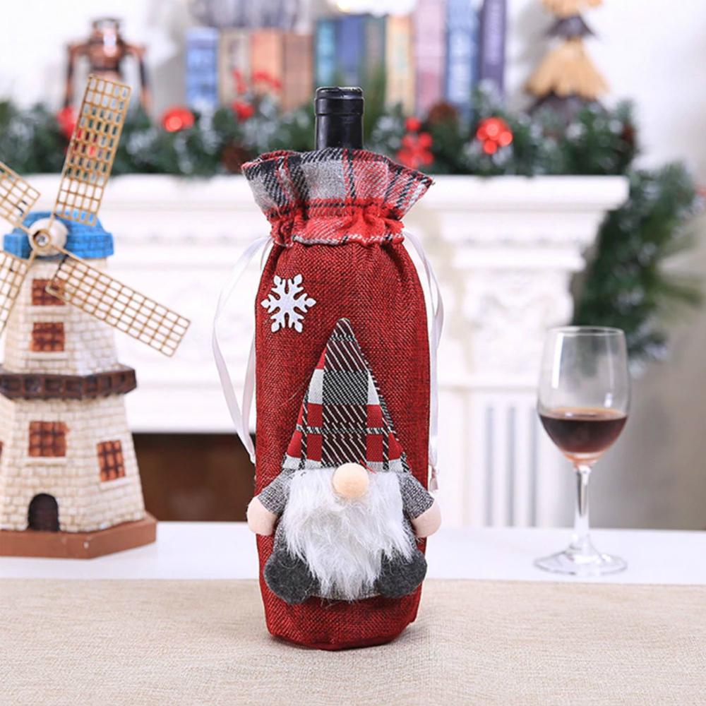European Style Scandinavian Santa Woodland Santa Claus Christmas Wine Bottle Cover - Online Party Supplies