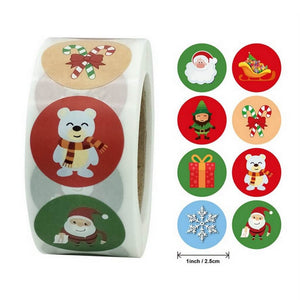 Style F - Round Christmas Stickers For Kids - Christmas Gift Packaging and Wrapping Supplies