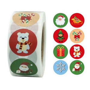 Style F - Round Christmas Stickers For Kids - Christmas Gift Packaging and Wrapping Supplies