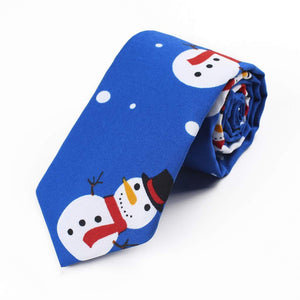 Deluxe Christmas Tie for Men - Blue Snowman