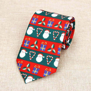 Deluxe Green & Red Santa Christmas Tie for Men - Xmas Novelty and Costume Accessories