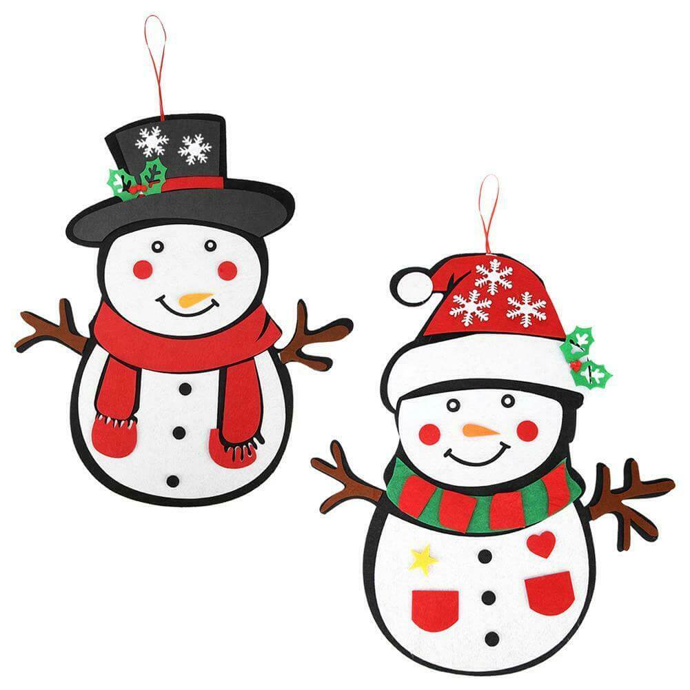 Felt Christmas Snowman Kit 2 Pack, Xmas Gift for Toddler, 3D Felt Ornament, Xmas Decoration, Pretend Play, Children's Christmas Activity, Hand Crafts