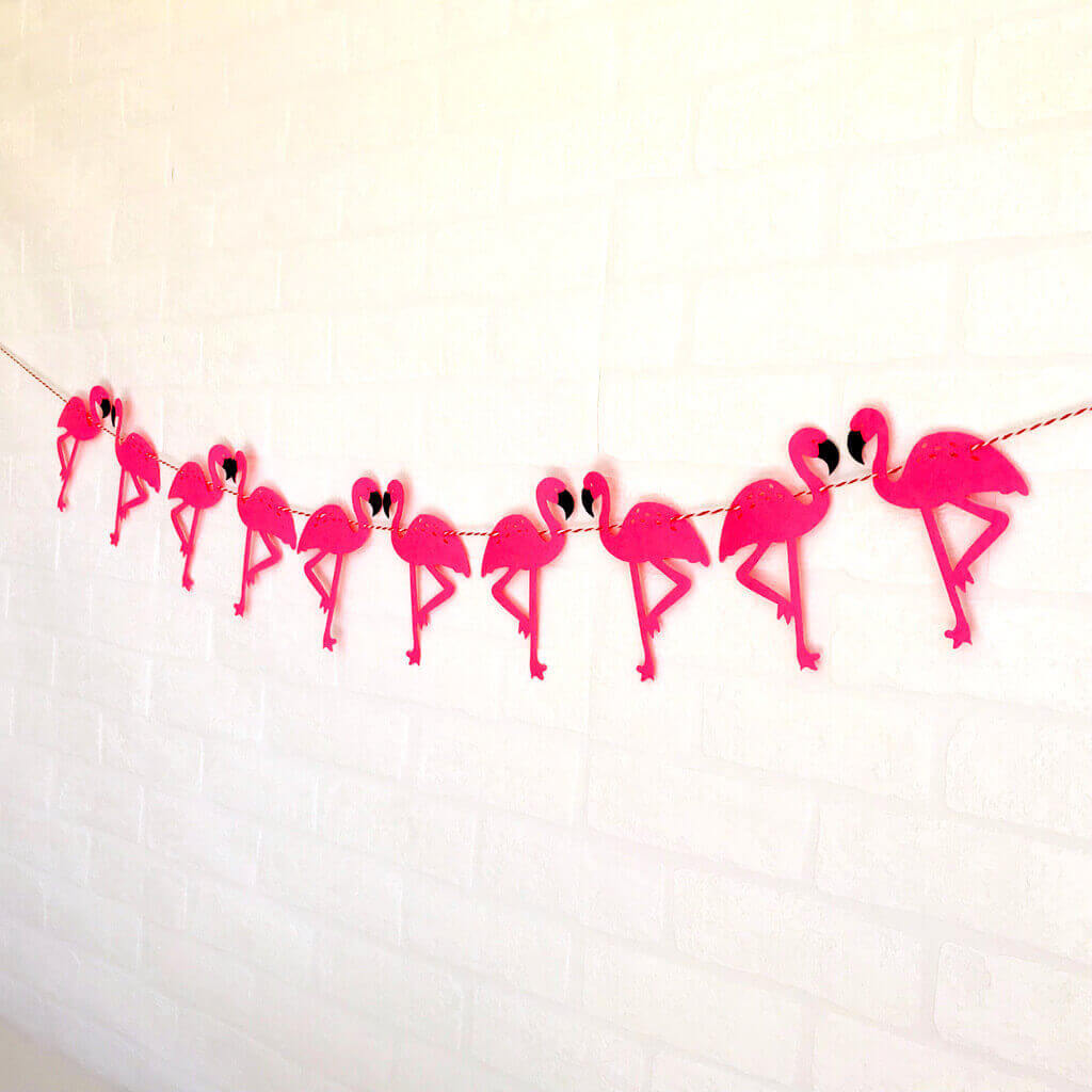 Online Party Supplies DIY Pink Felt Flamingo Bunting Garland for Hawaiian Luau Party