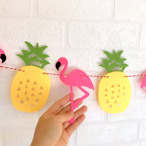 Online Party Supplies DIY Felt Flamingo with Pineapple Bunting Garland for Hawaiian Luau Party