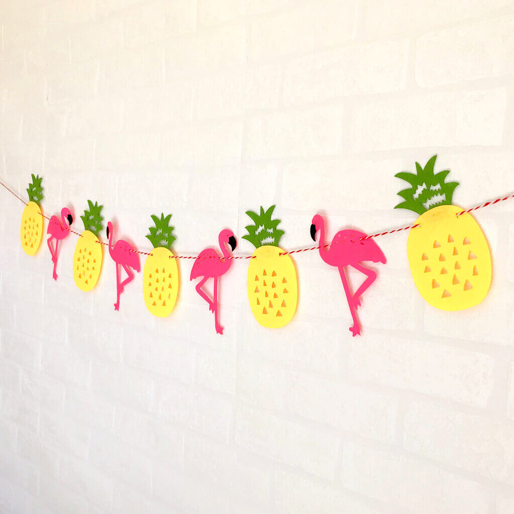 Online Party Supplies DIY Felt Flamingo with Pineapple Bunting Garland for Hawaiian Luau Party