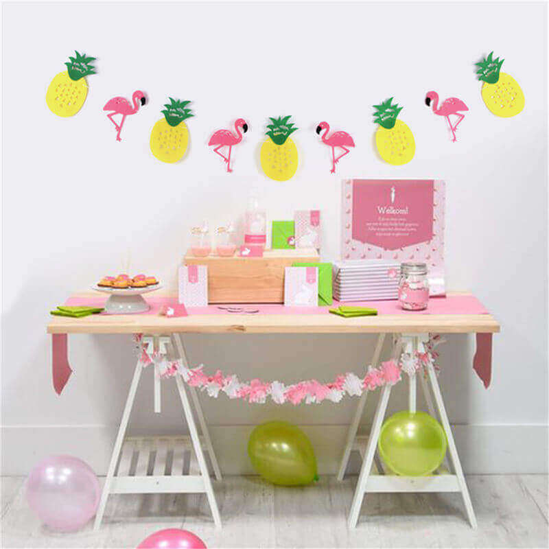 Online Party Supplies DIY Felt Flamingo with Pineapple Bunting Garland for Hawaiian Luau Party