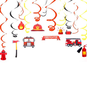 Fire Truck Themed Party Hanging Swirl Decorations