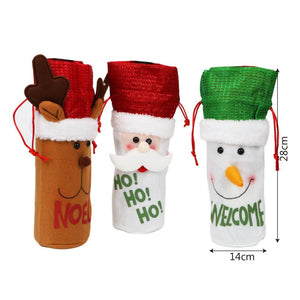 Flannel Snowman Welcome Santa Ho Ho Moose Noel Christmas Wine Bottle Cover - Online Party Supplies