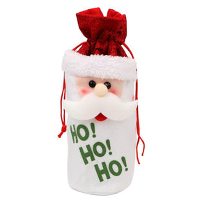 Flannel Snowman Welcome Santa Ho Ho Moose Noel Christmas Wine Bottle Cover - Online Party Supplies