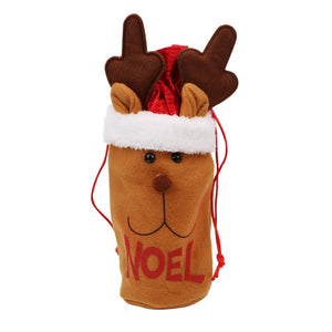 Flannel Snowman Welcome Santa Ho Ho Moose Noel Christmas Wine Bottle Cover - Online Party Supplies