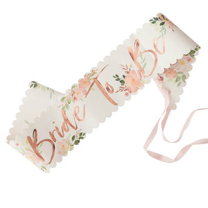 Ginger Ray Floral Bride To Be Sash in Gift Box