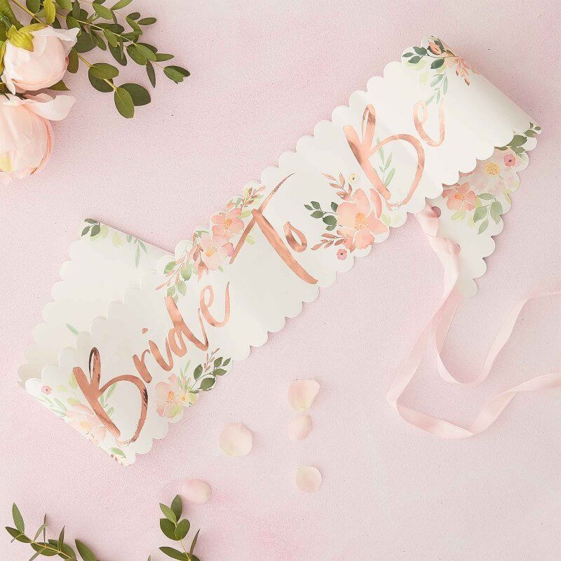 Ginger Ray Floral Bride To Be Sash in Gift Box