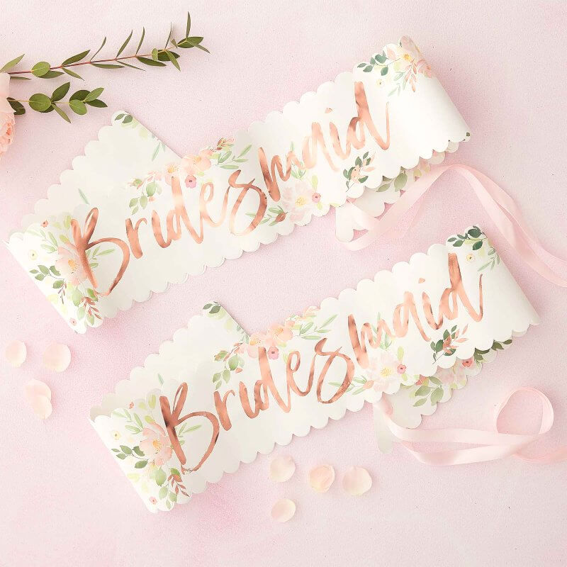 Ginger Ray Floral Bridesmaid Sash 2 Pack in Gift Box - Gifts for Bridesmaids, Bridesmaids' Proposals