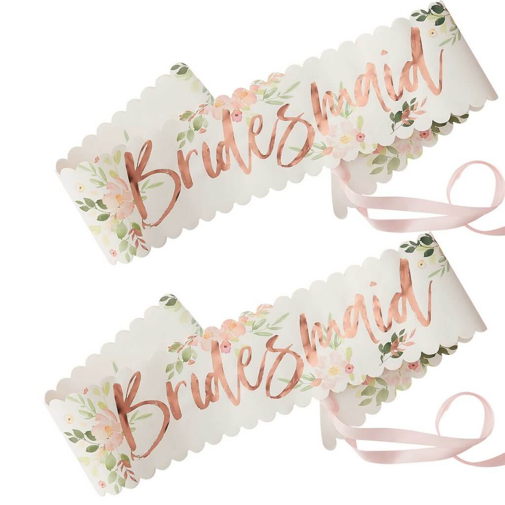 Ginger Ray Floral Bridesmaid Sash 2 Pack in Gift Box - Gifts for Bridesmaids, Bridesmaids' Proposals