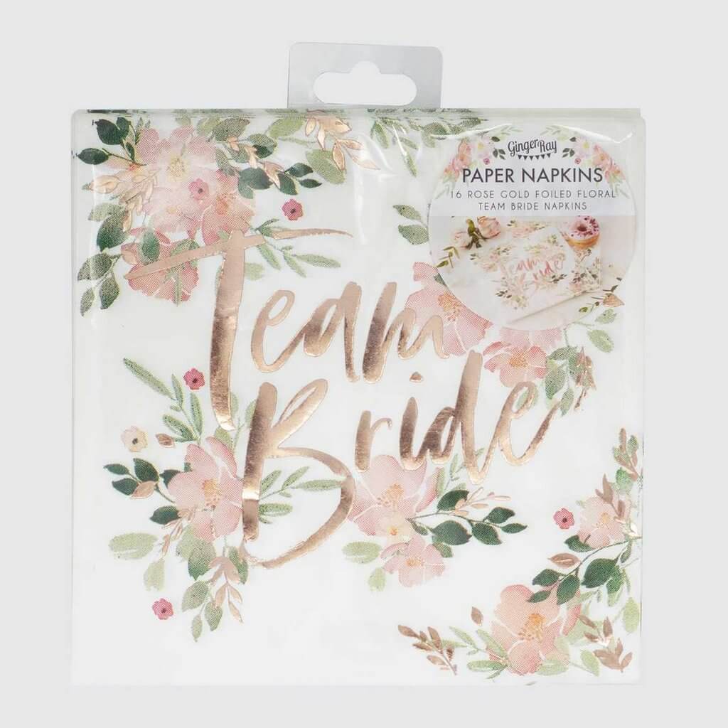 Ginger Ray Floral Hen Party Team Bride Napkin 16 Pack