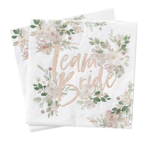 Ginger Ray Floral Hen Party Team Bride Napkin 16 Pack