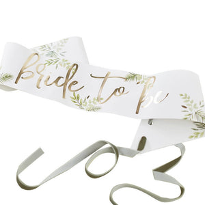Ginger Ray Hen Party Gold Foil Floral Bride To Be Sash in Gift Box