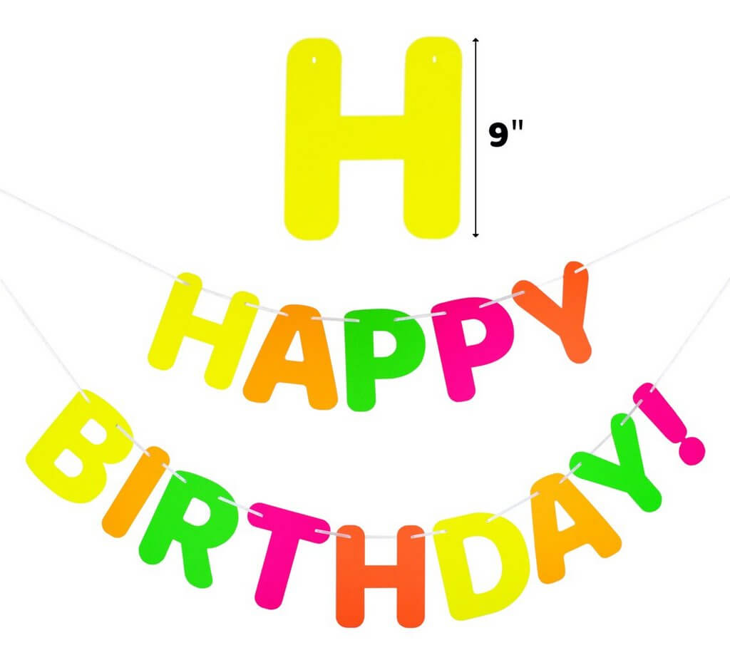 Neon UV Reactive Happy Birthday Paper Banner