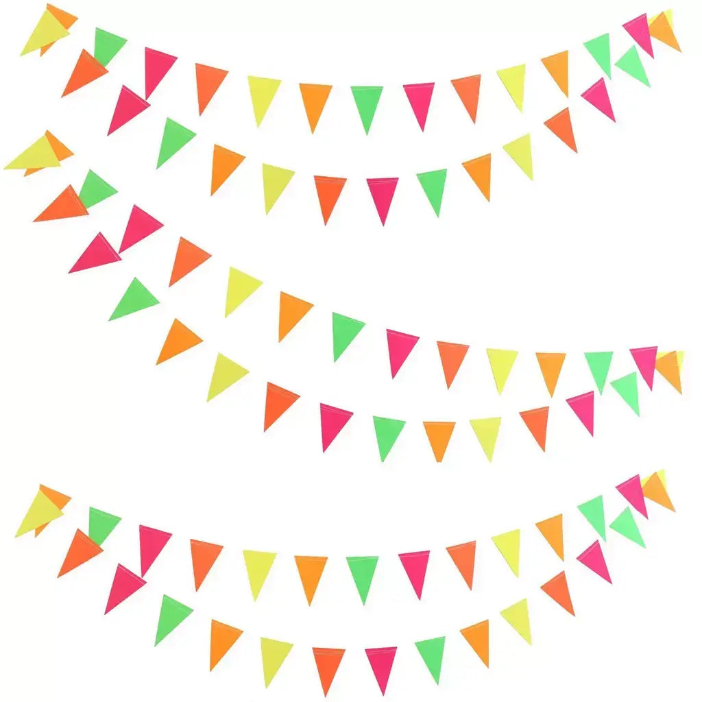 4.4m Neon UV Reactive Triangle Paper Banner Bunting