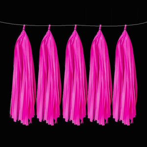 Neon UV Reactive Hot Pink Paper Tassel 5 Pack