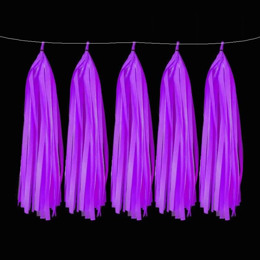 Neon UV Reactive Purple Paper Tassel 5 Pack