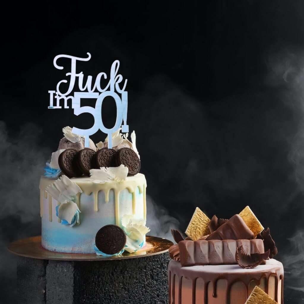 Acrylic Silver Mirror 'Fuck I'm 50!' Birthday Cake Topper