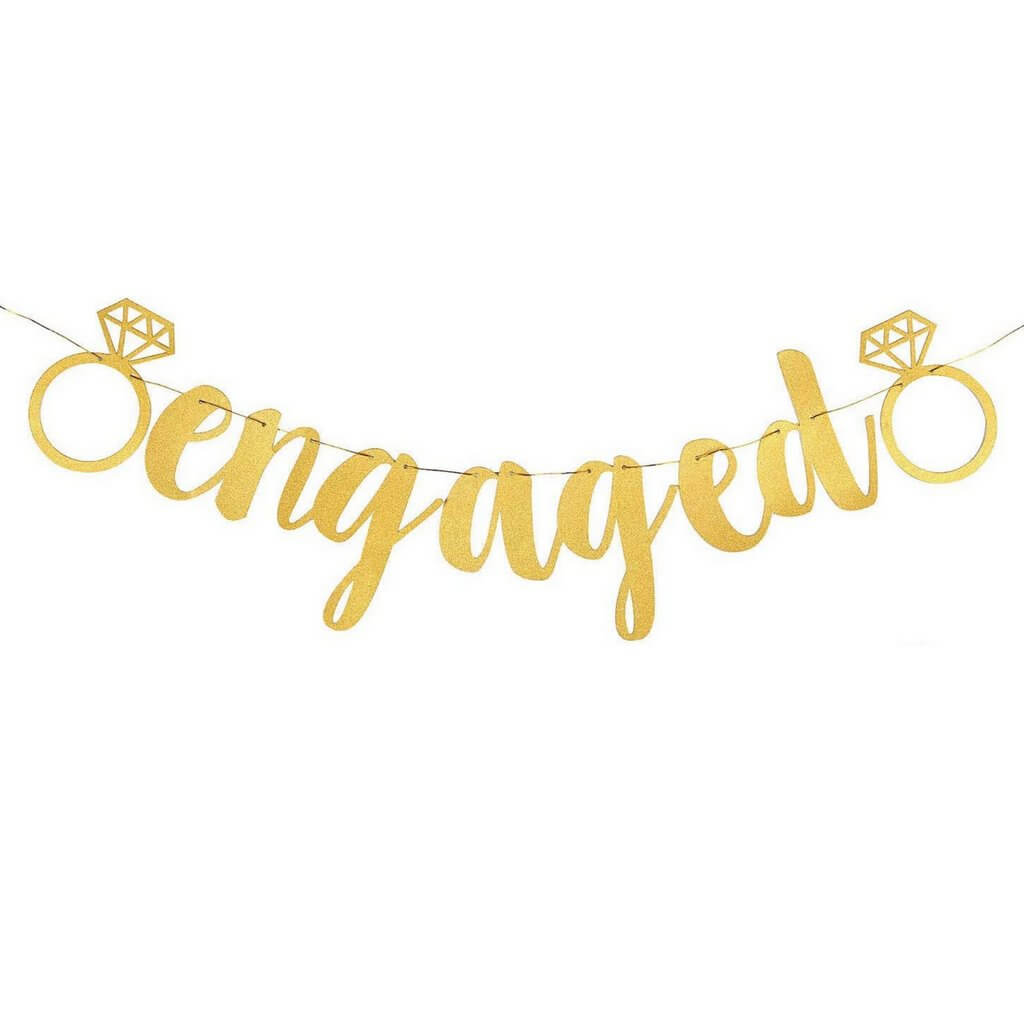 Gold Glitter 'engaged' with Diamonds Hen Party Banner