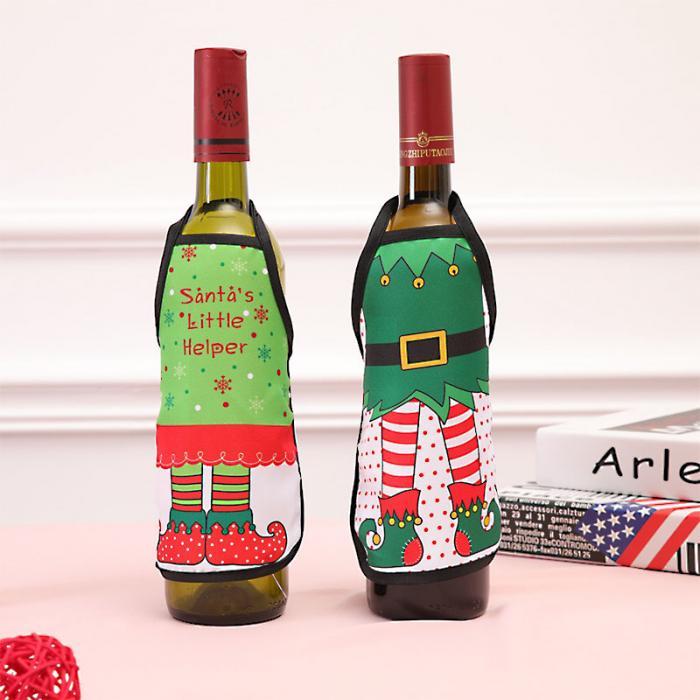 Funny Cute Christmas Bottle Wine Cover Mini Apron 10 Designs - Online Party Supplies