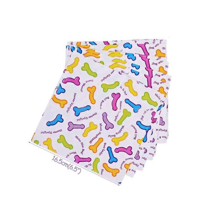 17cm x 17cm Disposable Naughty Adult Hen Party Penis Napkins (Pack of 8)