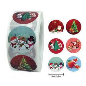 Round Merry Christmas Sticker Roll (500 stickers) - Christmas Gift Packing and Wrapping Supplies