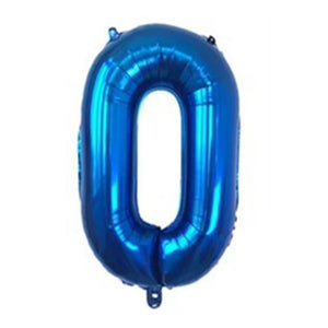 32" Giant Blue 0-9 Number Foil Balloons number 0