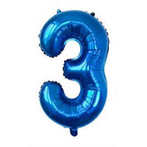 32" Giant Blue 0-9 Number Foil Balloons number 3