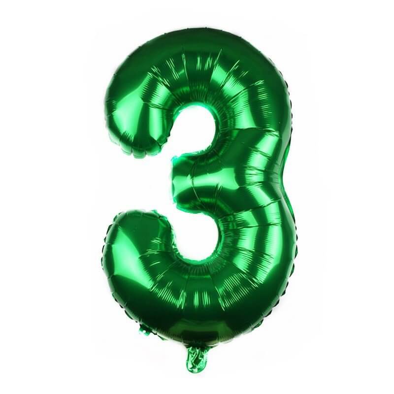 40" Jumbo Green 0-9 Number Foil Balloons number 3