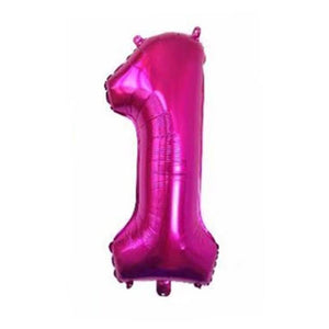 32" Giant Hot Pink 0-9 Number Foil Balloons number 1