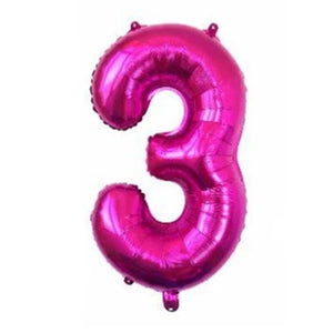 32" Giant Hot Pink 0-9 Number Foil Balloons number 3