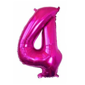 32" Giant Hot Pink 0-9 Number Foil Balloons number 4
