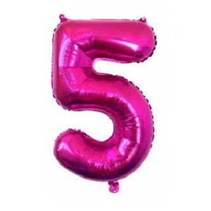 32" Giant Hot Pink 0-9 Number Foil Balloons number 5