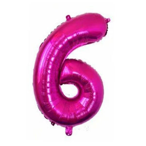 32" Giant Hot Pink 0-9 Number Foil Balloons number 6
