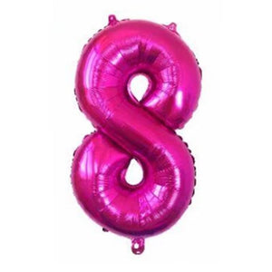 32" Giant Hot Pink 0-9 Number Foil Balloons number 8