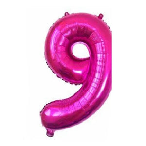 32" Giant Hot Pink 0-9 Number Foil Balloons number 9