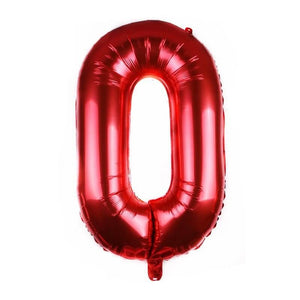 32" Giant Red 0-9 Number Foil Balloons number 0