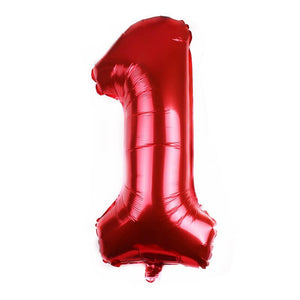 32" Giant Red 0-9 Number Foil Balloons number 1