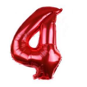 32" Giant Red 0-9 Number Foil Balloons number 4