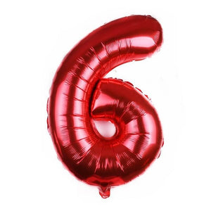 32" Giant Red 0-9 Number Foil Balloons number 6