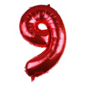 32" Giant Red 0-9 Number Foil Balloons number 9