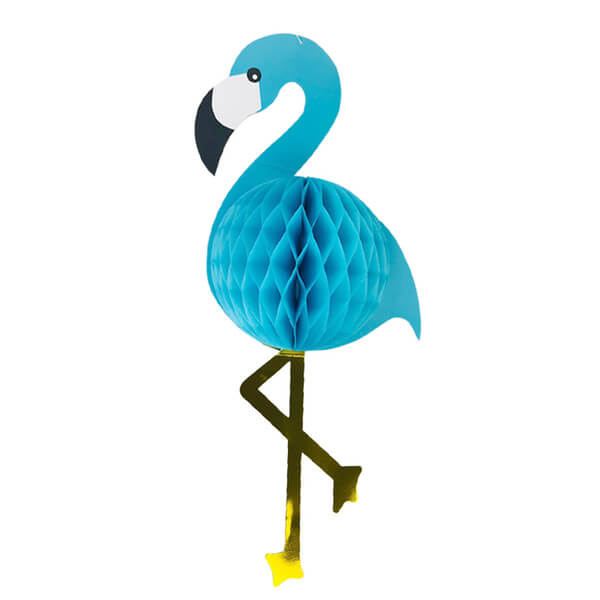 Giant Blue Tropical Flamingo Paper Honeycomb