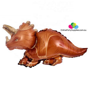 Online Party Supplies Jumbo Jurassic World Brown Triceratops Dinosaur Shaped Helium Foil Balloon