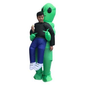 Giant Inflatable Green Alien Pick Me Up Blow Up Costume Suit